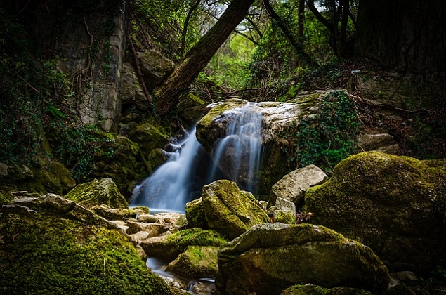 A waterfall